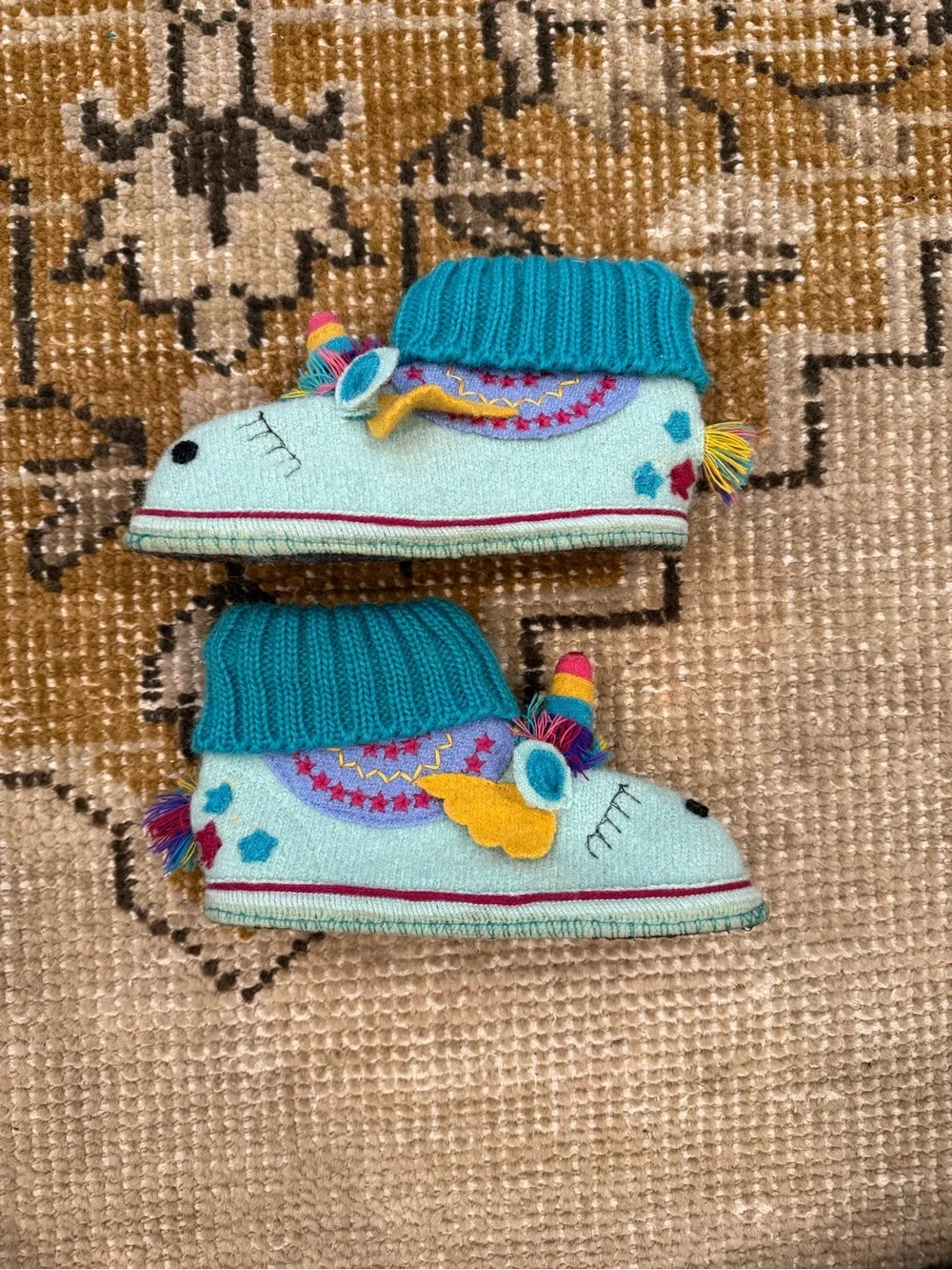 NWOT Haflinger for Garnet Hill Boiled Wool Unicorn Slippers Size 13